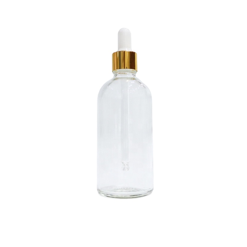 Dropper Oil Bottle Style Clear Glass with Rubber Aluminum Cap 100ml New Essential Oil Screen Printing Personal Care