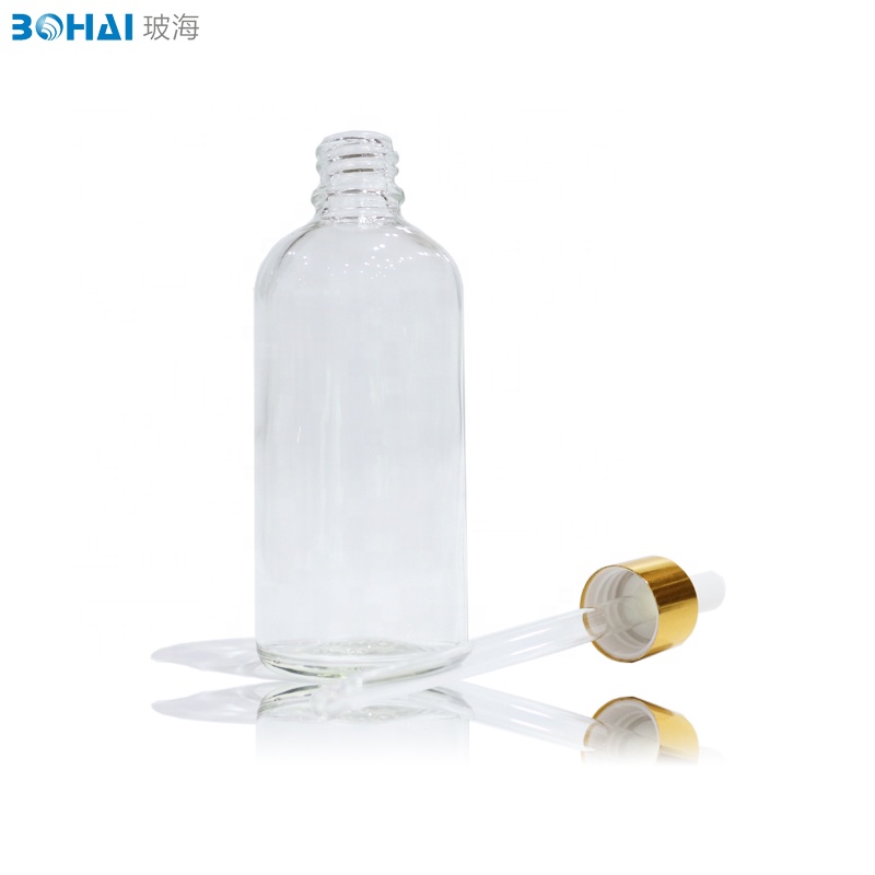 Dropper Oil Bottle Style Clear Glass with Rubber Aluminum Cap 100ml New Essential Oil Screen Printing Personal Care