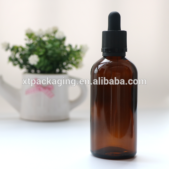 Dropper glass 4 oz 120ml amber glass e-liquid bottle boston round 4 oz amber glass dropper bottle