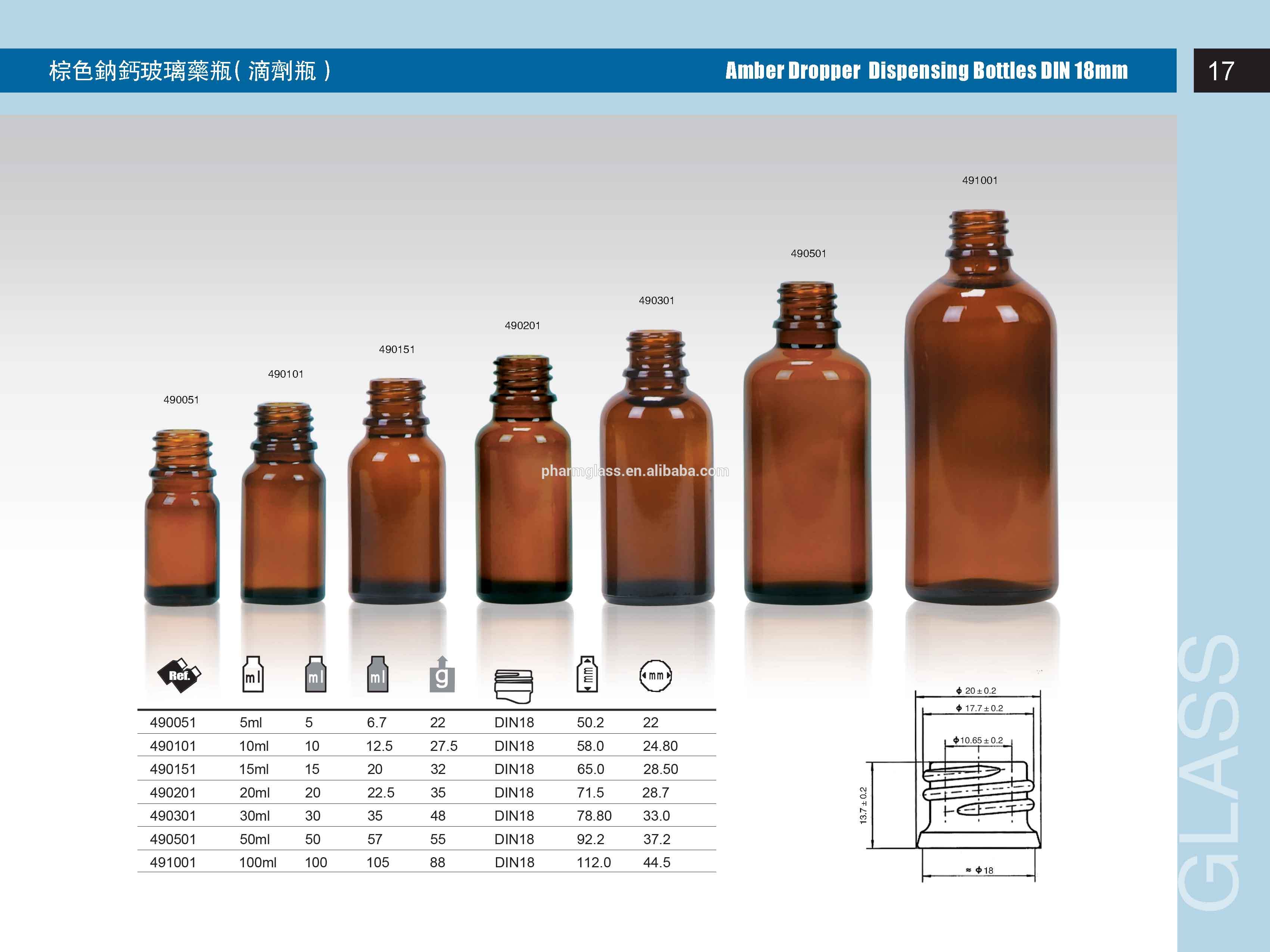 Dropper glass bottle