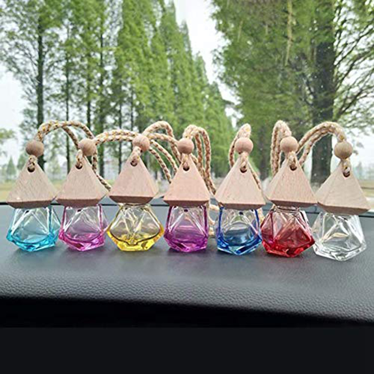 Dropshipping Amazon hot sale 6ml Colorful Diamond-Style Car Hanging Perfume Air Freshener Diffuser Essential Oil Perfume bottle