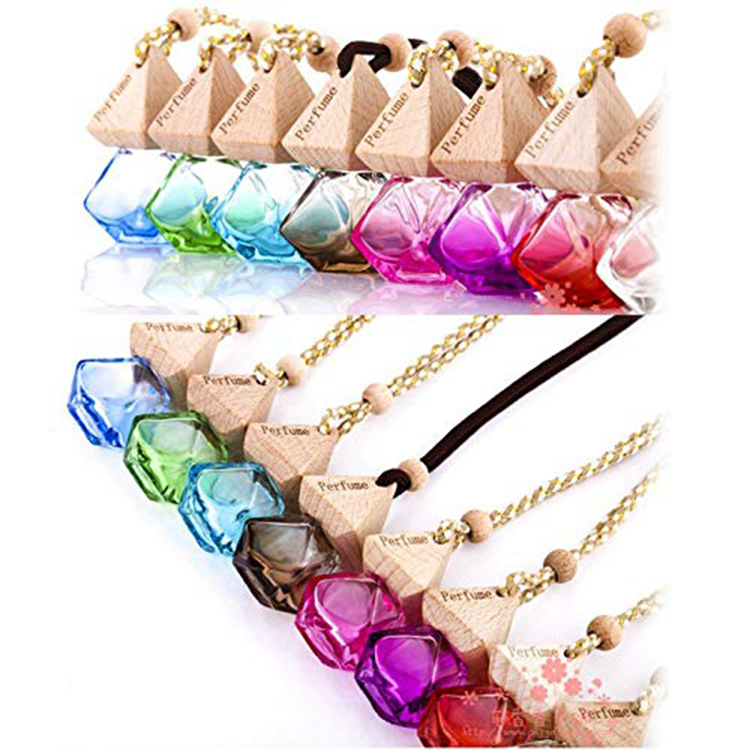 Dropshipping Amazon hot sale 6ml Colorful Diamond-Style Car Hanging Perfume Air Freshener Diffuser Essential Oil Perfume bottle