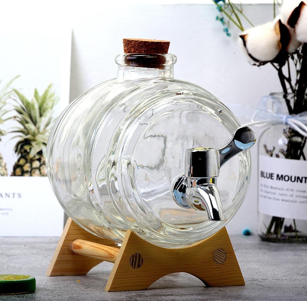 Drum shape 1L beer wine barrels whiskey barrel with tap and wooden base wholesale