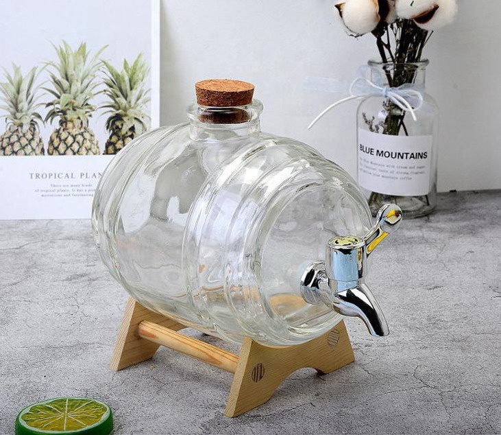 Drum shape 1L beer wine barrels whiskey barrel with tap and wooden base wholesale