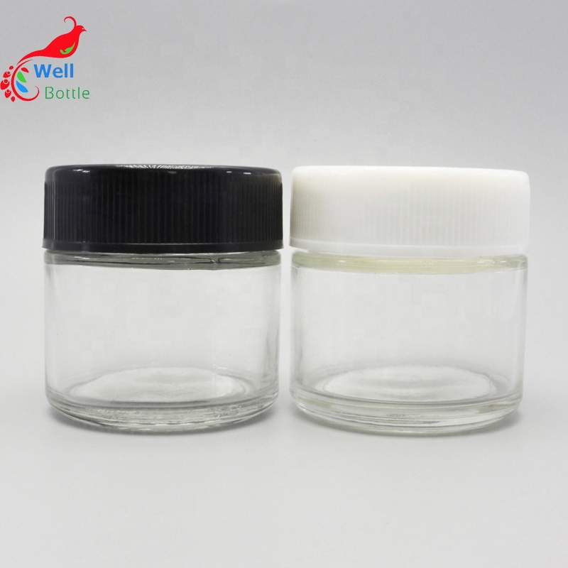 Dry herb jar 3ml 5ml 7ml 9ml 45ml 70ml 90ml 110ml 150ml 180ml 230ml 300ml clear childproof glass jar with childproof cap GJ-888S