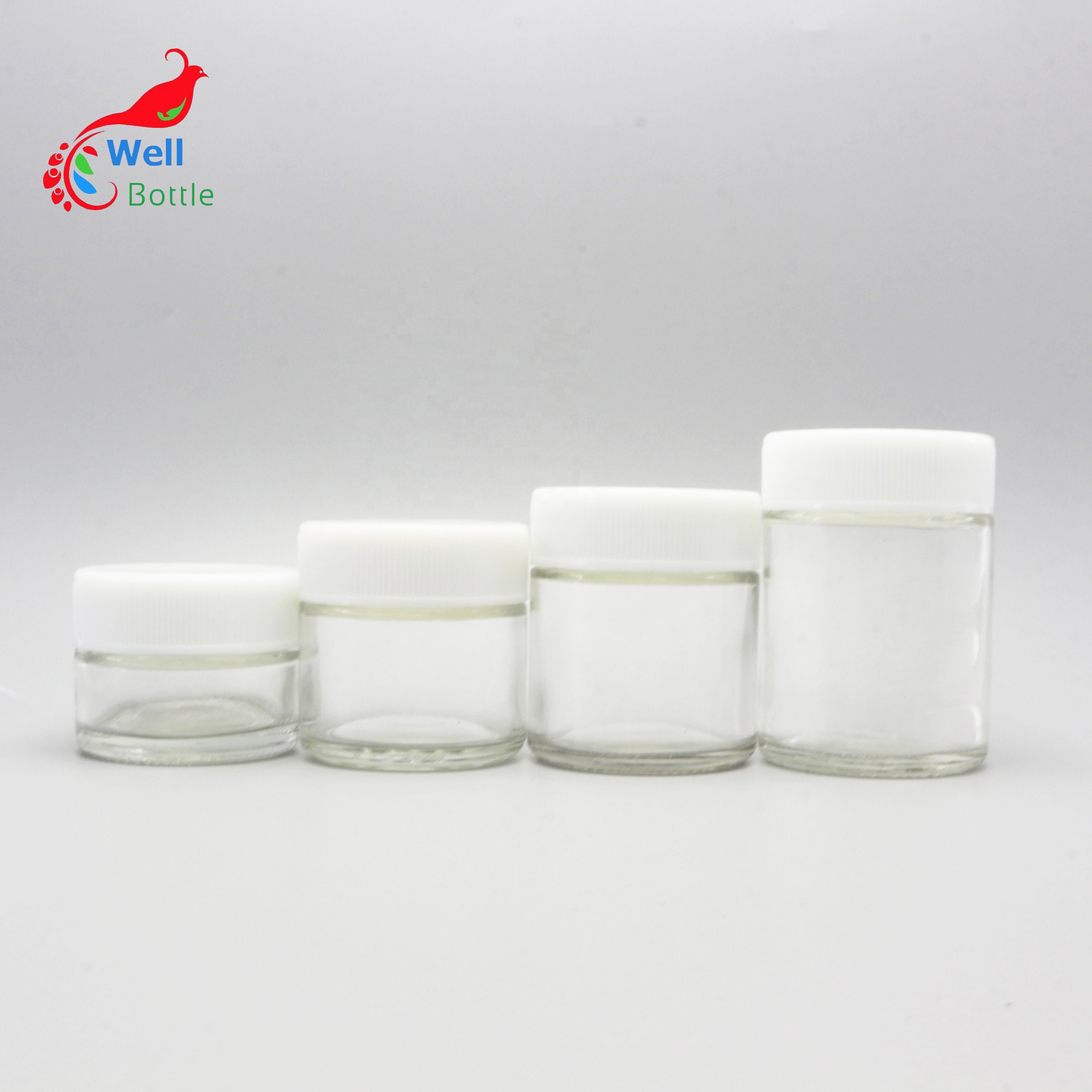 Dry herb jar 3ml 5ml 7ml 9ml 45ml 70ml 90ml 110ml 150ml 180ml 230ml 300ml clear childproof glass jar with childproof cap GJ-888S