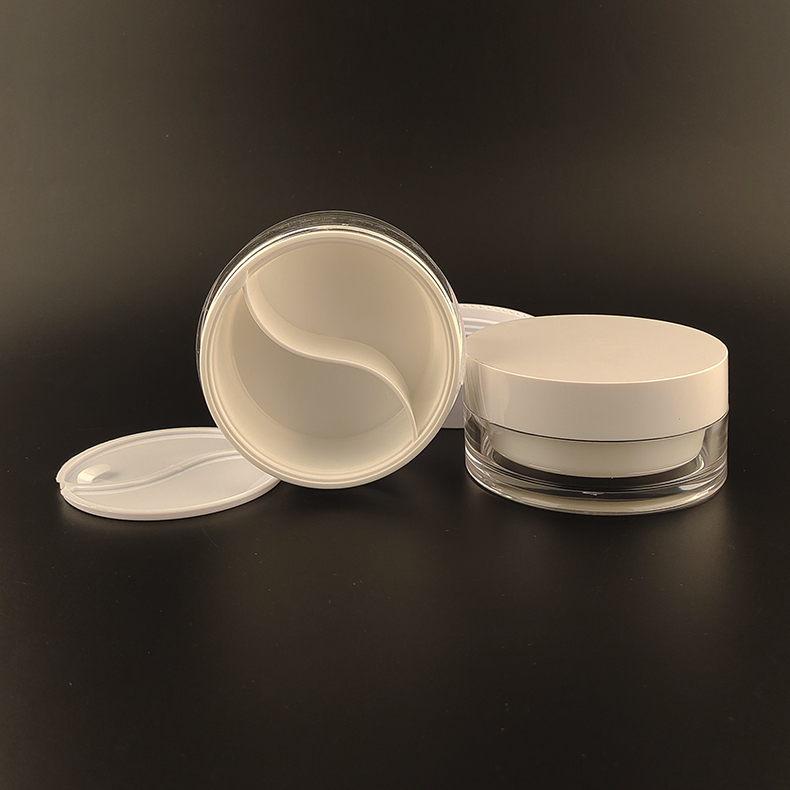 Dual Chamber Cream Jar With Double Compartments 50g + 50ml For Eye Cream Day And Night Face Cream Double Effect