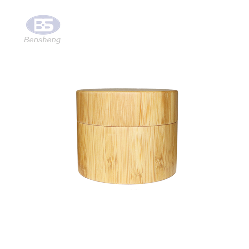 Dual wall bamboo packaging empty cosmetic cream plastic container 15g 30g 50g 100g wood lid plastic jar bamboo lid cosmetic jar