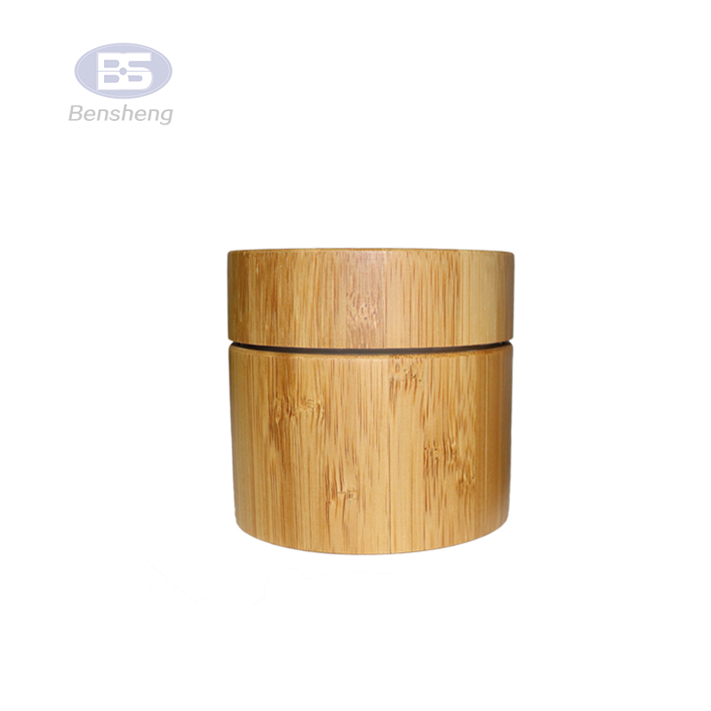 Dual wall bamboo packaging empty cosmetic cream plastic container 15g 30g 50g 100g wood lid plastic jar bamboo lid cosmetic jar