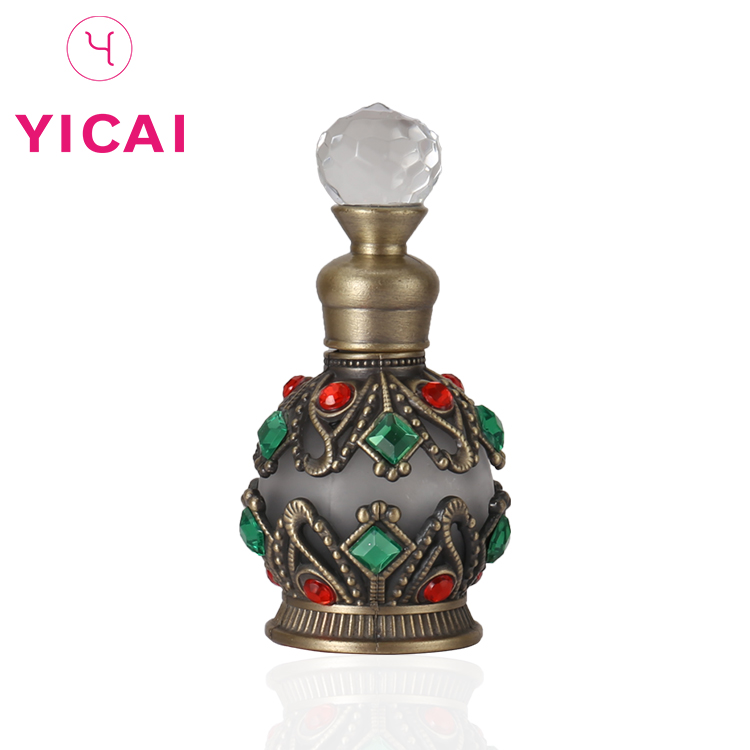 Dubai 15ml Glass With Dropper Metal Craft Fancy  Perfume Bottle