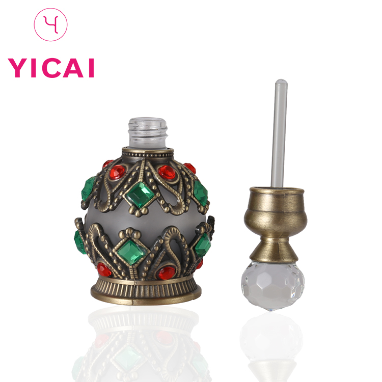 Dubai 15ml Glass With Dropper Metal Craft Fancy Perfume Bottle