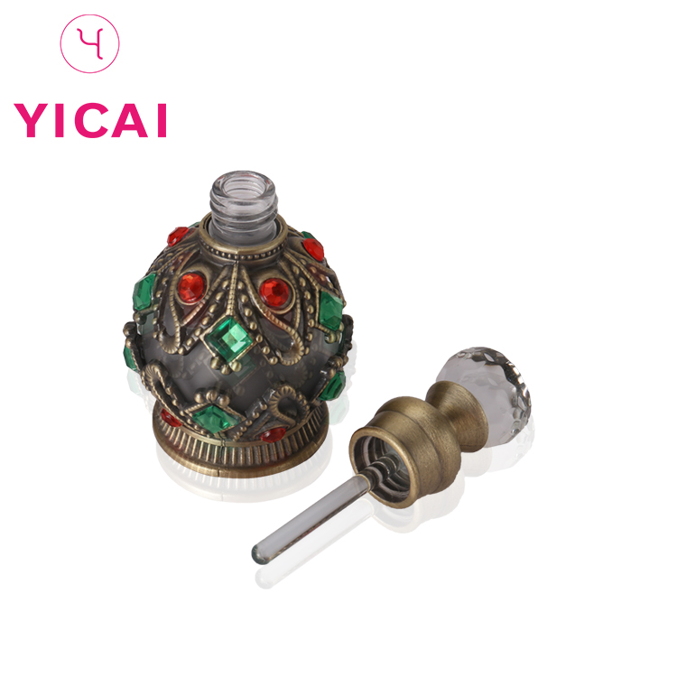 Dubai 15ml Glass With Dropper Metal Craft Fancy Perfume Bottle