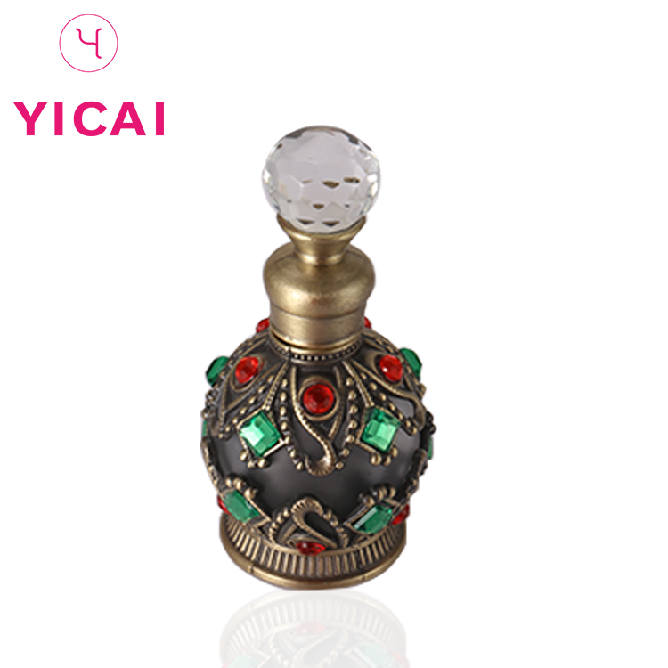 Dubai 15ml Glass With Dropper Metal Craft Fancy Perfume Bottle