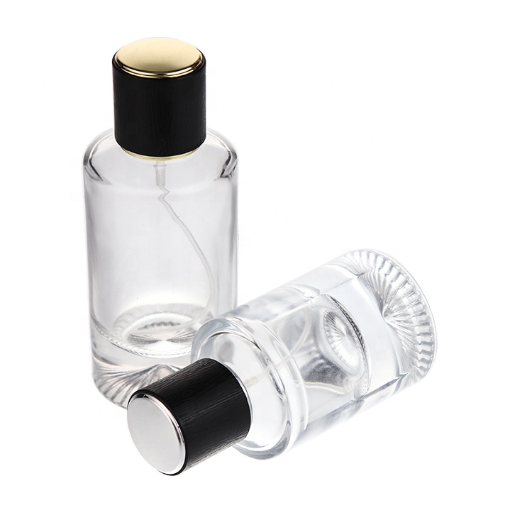 Dubai Arabian High Quality Cylinder Personalised Glass Spray Perfume Bottle 30ml 50ml 100ml Design With Packaging Box