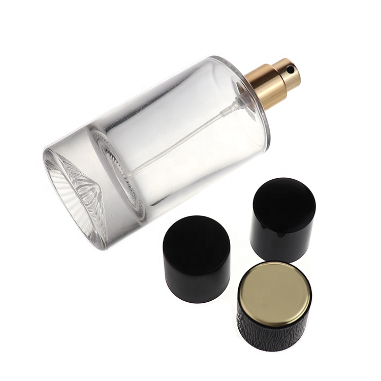 Dubai Arabian High Quality Cylinder Personalised Glass Spray Perfume Bottle 30ml 50ml 100ml Design With Packaging Box