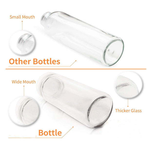 Durabl Eco Friendly BPA Free Reusable Clear Glass Bottles Wide Mouth with Lids for Honey Smoothies 16 oz glass jar