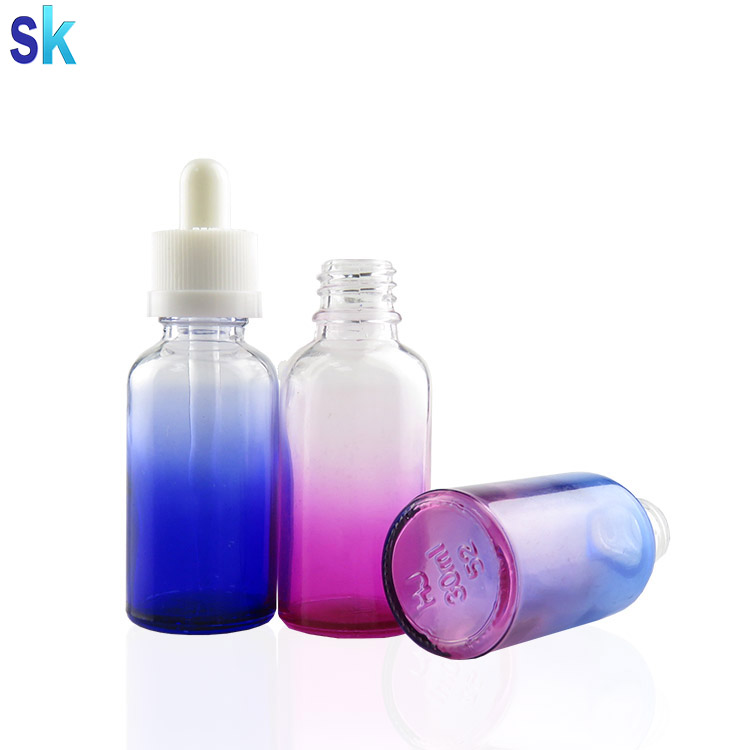 Durable 30ml gradient color glass dropper bottle