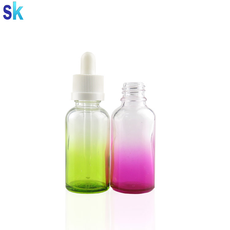Durable 30ml gradient color glass dropper bottle