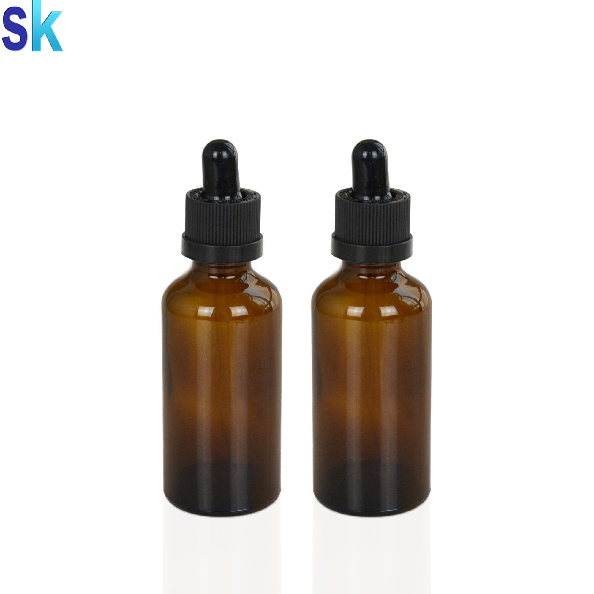 Durable 50 ml amber brown glass dropper bottles