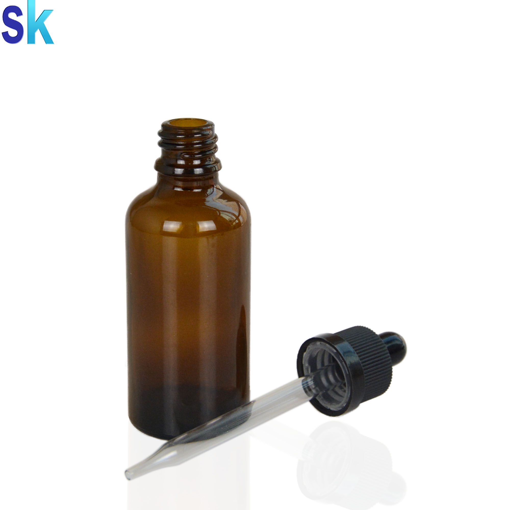 Durable 50 ml amber brown glass dropper bottles
