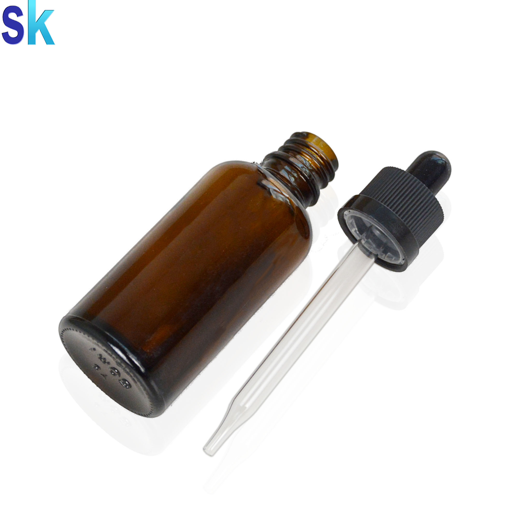 Durable 50 ml amber brown glass dropper bottles