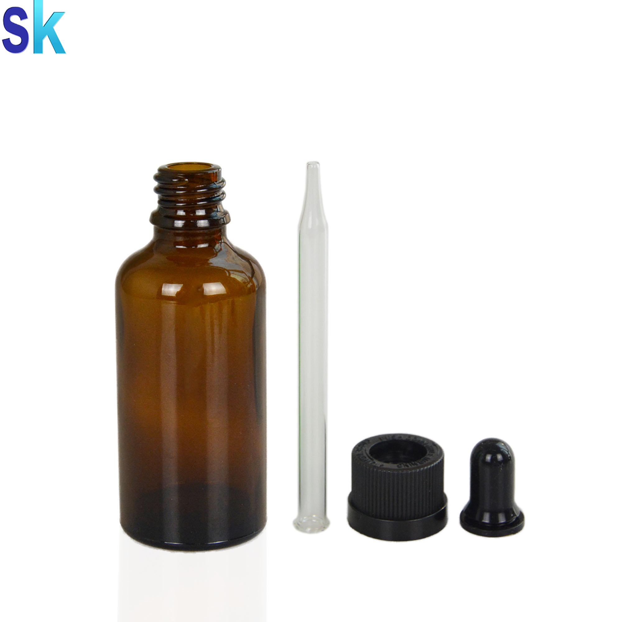 Durable 50 ml amber brown glass dropper bottles