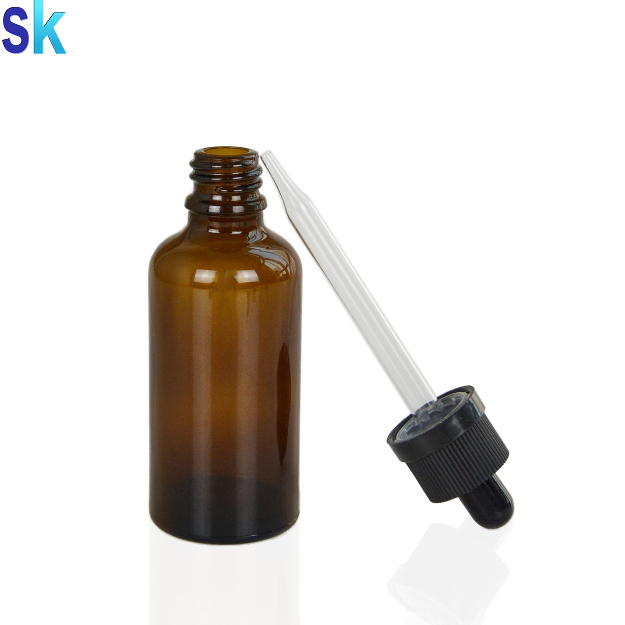 Durable 50 ml amber brown glass dropper bottles