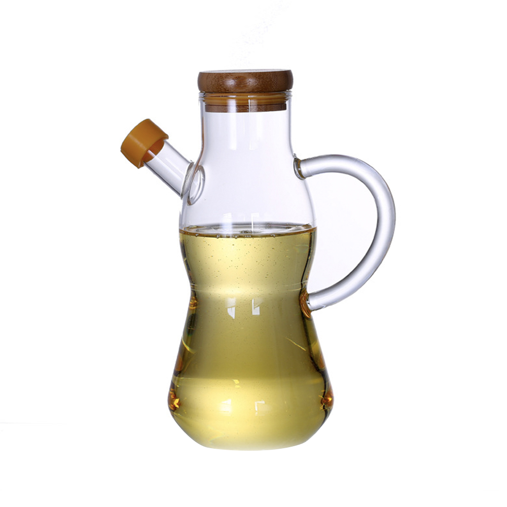 Durable 500ml Glass Olive Oil Bottle /Vinegar Bottle With Bamboo Lid And Measuring Lin