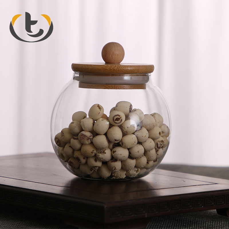 Durable lip balm jar glass with wooden cork glass baby food jar
