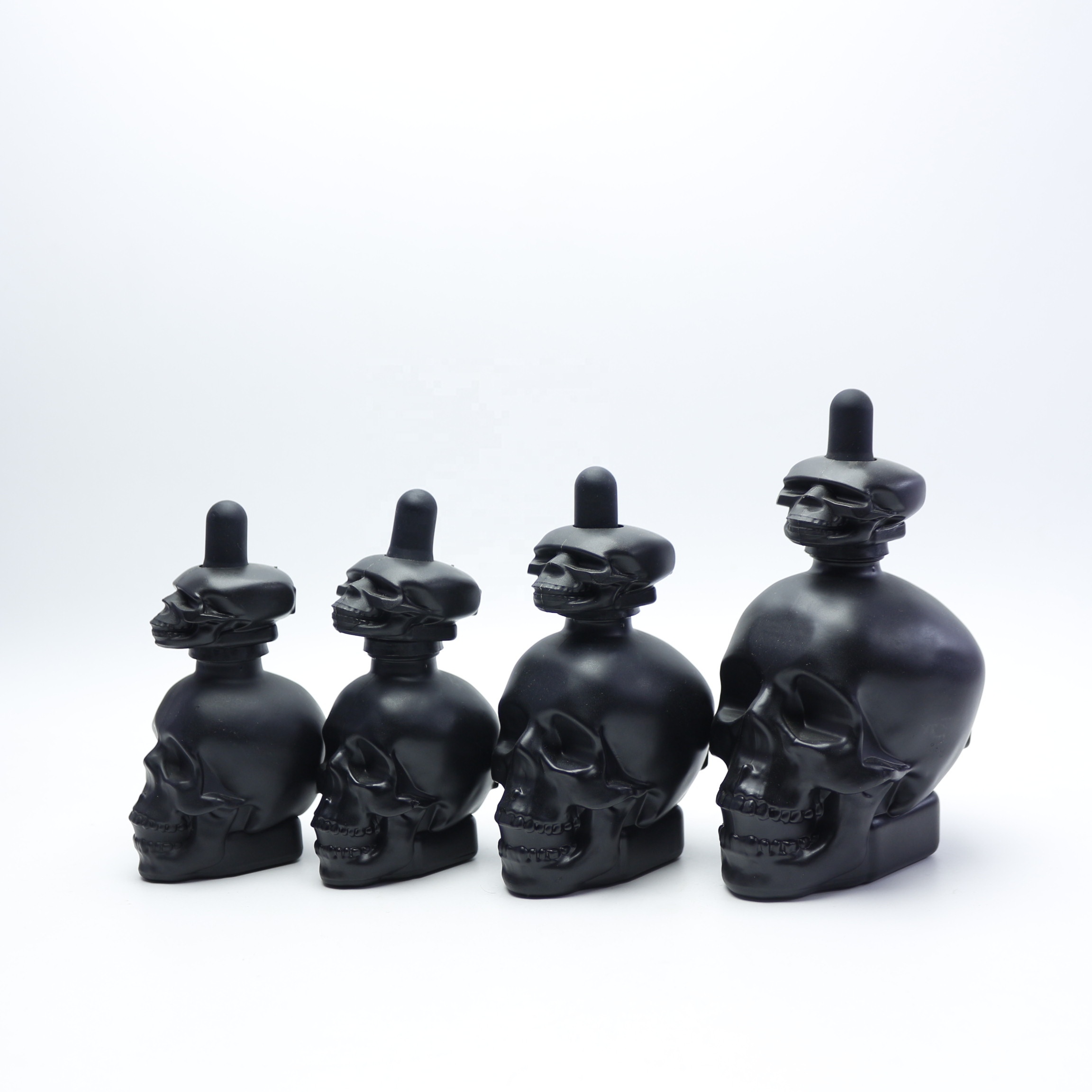 E Liquid 15ml 30ml 60ml 120ml black Skull shape glass dropper bottle essential oil bottles for facial care SGB025E