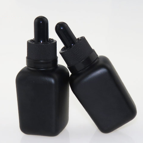 E Liquid 30ml Square Frosted Black Glass Bottles 1 oz Black Square Dropper Bottle For E Juice