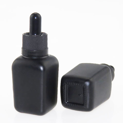 E Liquid 30ml Square Frosted Black Glass Bottles 1 oz Black Square Dropper Bottle For E Juice
