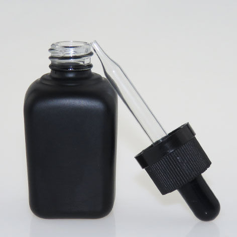 E Liquid 30ml Square Frosted Black Glass Bottles 1 oz Black Square Dropper Bottle For E Juice