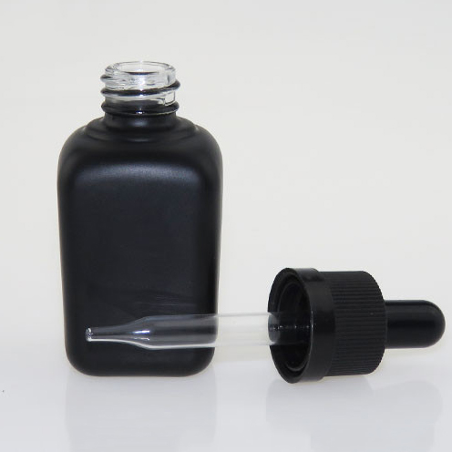 E Liquid 30ml Square Frosted Black Glass Bottles 1 oz Black Square Dropper Bottle For E Juice