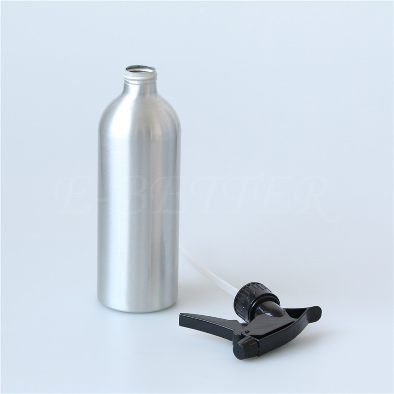 E-better manufacturer custom logo empty shiny uv coated aluminum bottles 750ml 1250ml with trigger spray