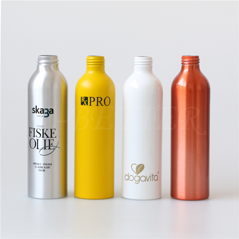 E-better manufacturer custom logo empty shiny uv coated aluminum bottles 750ml 1250ml with trigger spray