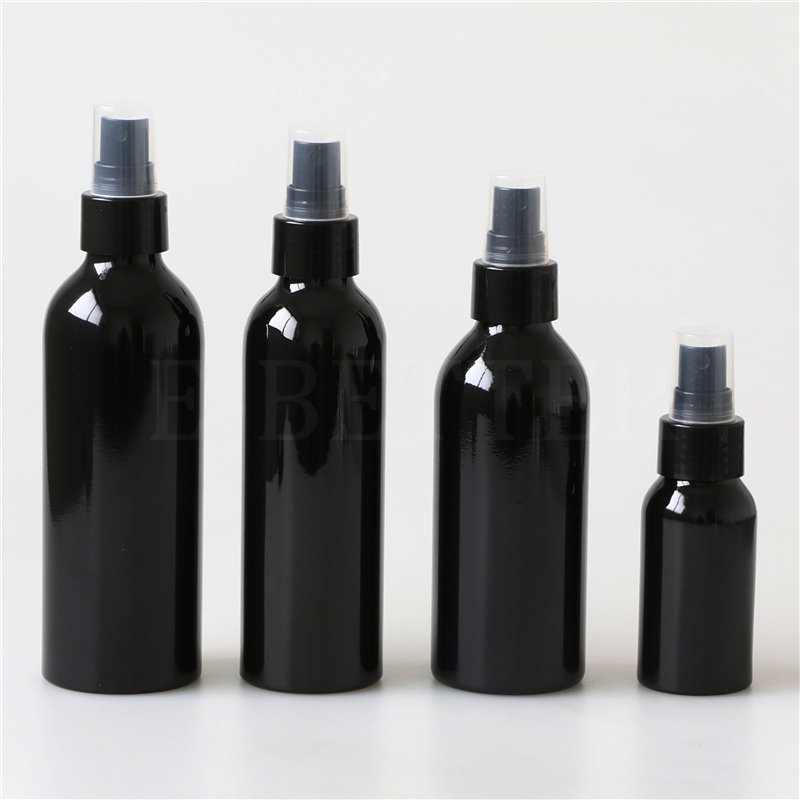 E-better support customized printing black glossy metal aluminum spray bottle for soap 200ml 300ml 500ml 1000ml