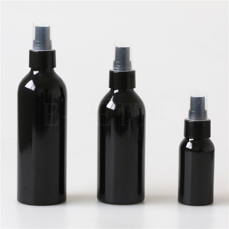 E-better support customized printing black glossy metal aluminum spray bottle for soap 200ml 300ml 500ml 1000ml