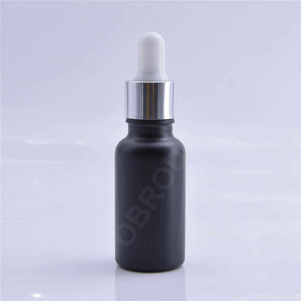 E liquid e juice Essential oil bottle 10ml 15ml 20ml 30ml 50ml 100ml Luxury Silver lid black matte glass dropper bottle