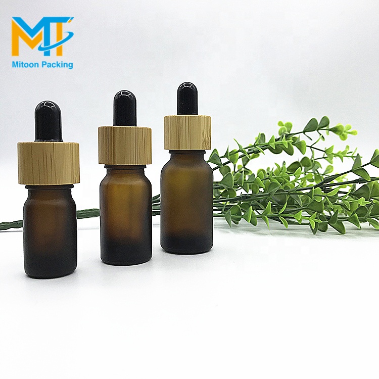 E liquid e juice Essential oil bottle 5ml 10ml 15ml 20ml 30ml 50ml 100ml Luxury bamboo lid amber frosted glass dropper bottle