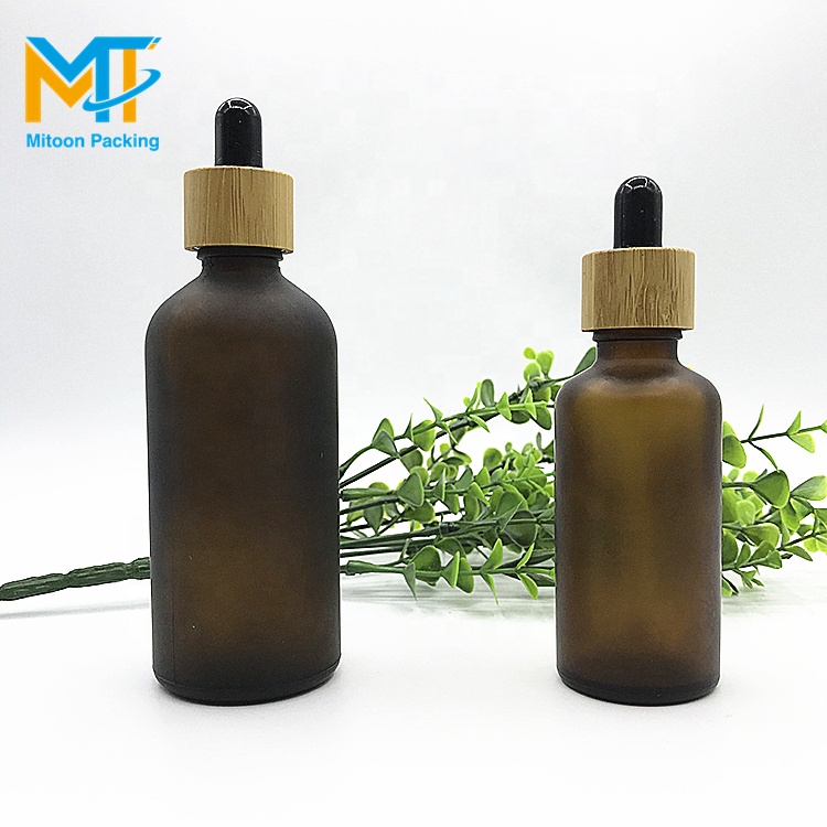 E liquid e juice Essential oil bottle 5ml 10ml 15ml 20ml 30ml 50ml 100ml Luxury bamboo lid amber frosted glass dropper bottle