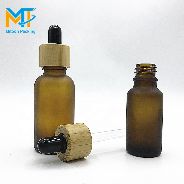 E liquid e juice Essential oil bottle 5ml 10ml 15ml 20ml 30ml 50ml 100ml Luxury bamboo lid amber frosted glass dropper bottle