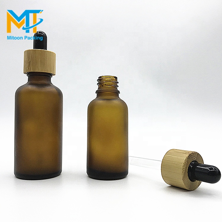E liquid e juice Essential oil bottle 5ml 10ml 15ml 20ml 30ml 50ml 100ml Luxury bamboo lid amber frosted glass dropper bottle