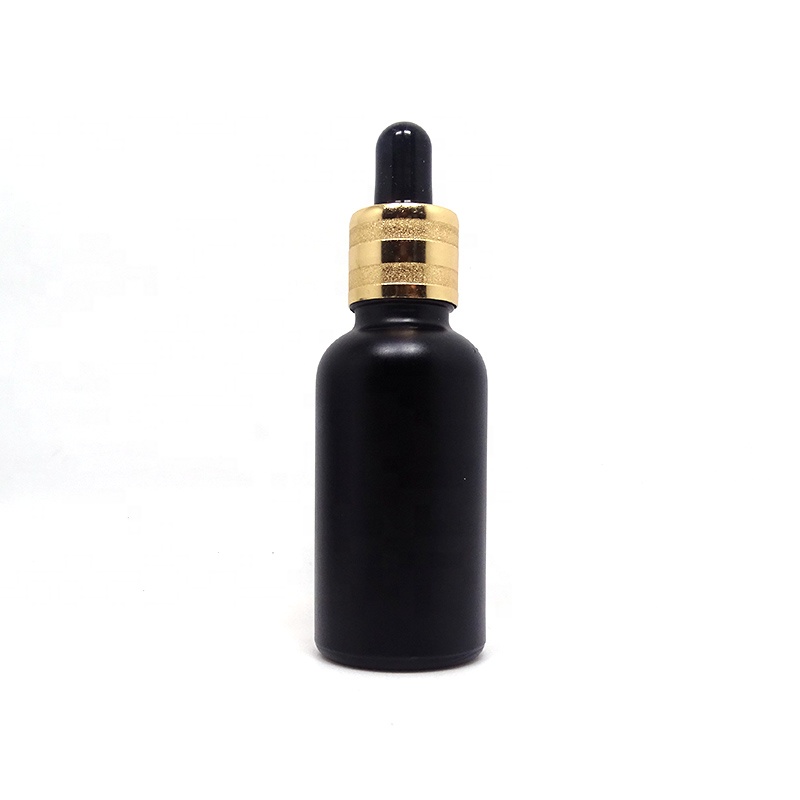 E liquid e juice Essential oil bottle 5ml 10ml 15ml 20ml 30ml 50ml 100ml Luxury bamboo lid black matte glass dropper bottle