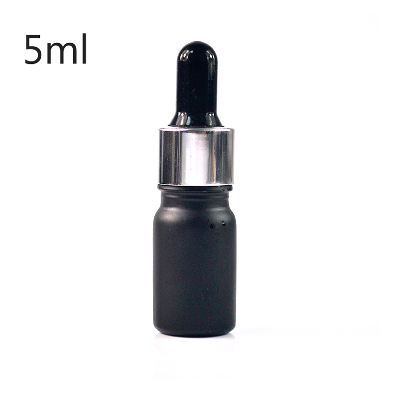 E vape oil 5ml 10ml 15ml 20ml 30ml 50ml 100ml matte black essential oil serum glass dropper bottle with gold siver black cap