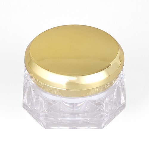 E1 5g 10g 15g 20g 30g in stock ready to ship luxury gold lid transparent diamond  body acrylic plastic cosmetic cream jar