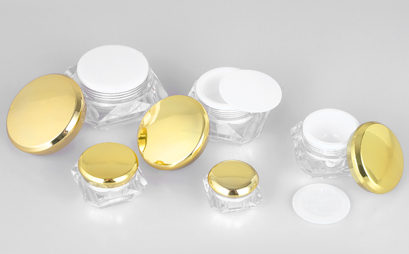E1 5g 10g 15g 20g 30g in stock ready to ship luxury gold lid transparent diamond body acrylic plastic cosmetic cream jar