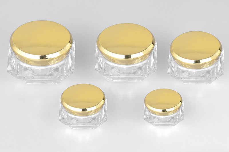 E1 5g 10g 15g 20g 30g in stock ready to ship luxury gold lid transparent diamond body acrylic plastic cosmetic cream jar