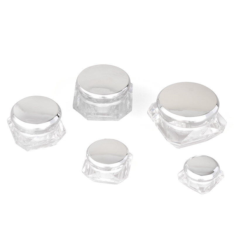 E1 5g 10g 15g 20g 30g in stock ready to ship luxury sliver lid transparent diamond body acrylic plastic cosmetic cream jar