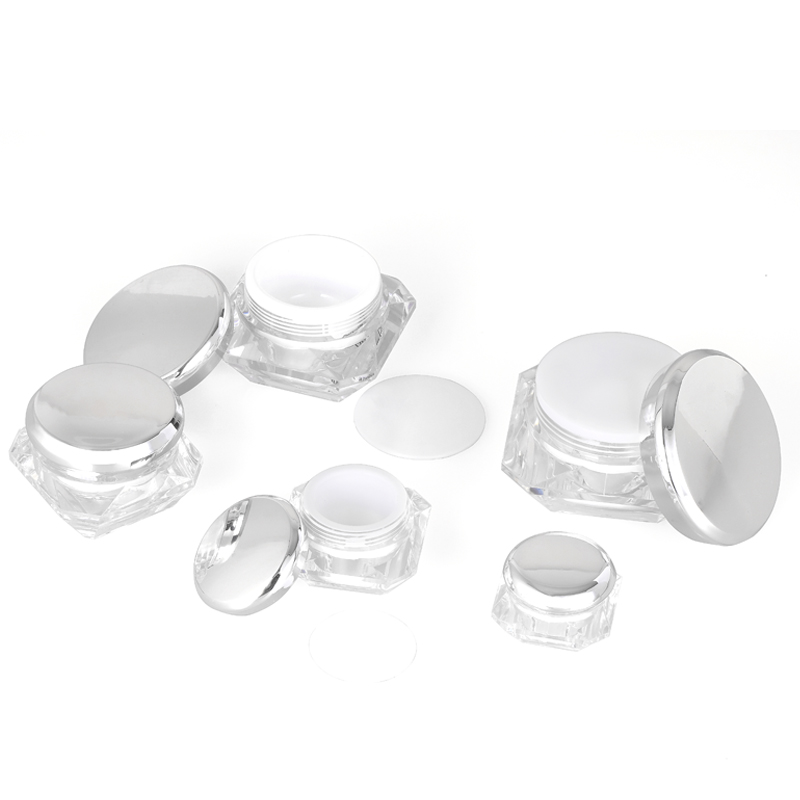 E1 5g 10g 15g 20g 30g in stock ready to ship luxury sliver lid transparent diamond body acrylic plastic cosmetic cream jar